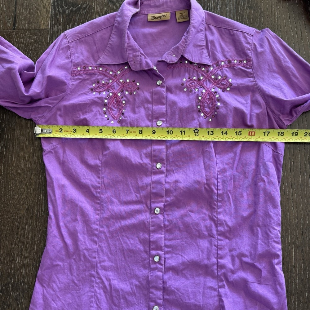 Wrangler Women's Crystal Pearl Snap Shirt Size M Studded Embroidered Western - Picture 6 of 11